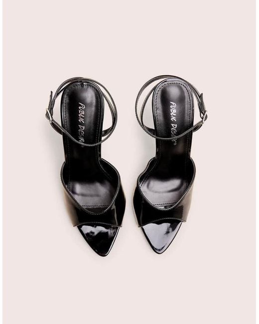Public Desire Pink Caught On Peep Toe Curved High Heel