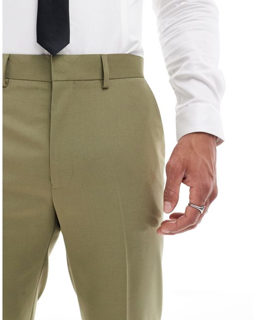 Pantaloni da abito slim salvia di ASOS in Green da Uomo