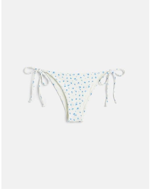 Pull&Bear Blue Floral Print Triangle Bikini Top