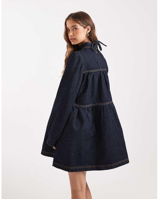 Miss Selfridge Blue Denim Tiered Dress
