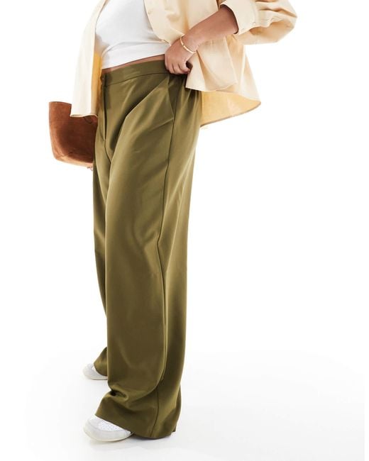 ASOS Green Curve Tailored Relaxed Straight Leg Trousers