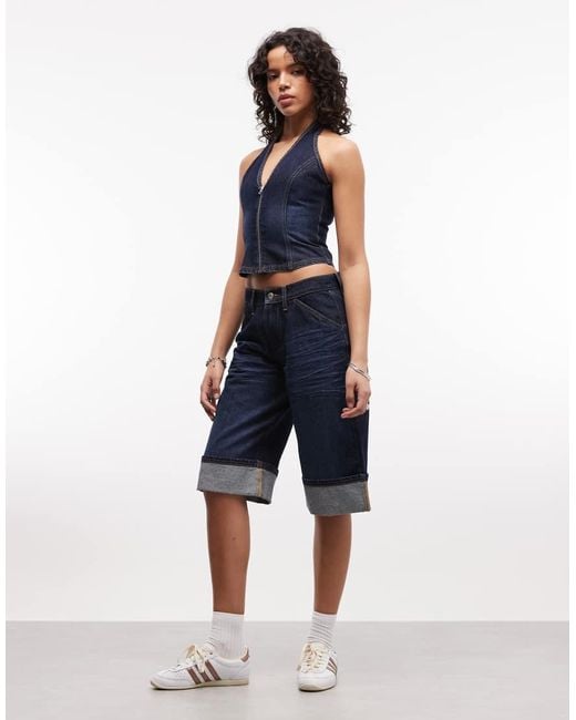 Collusion Blue Denim Halterneck Top