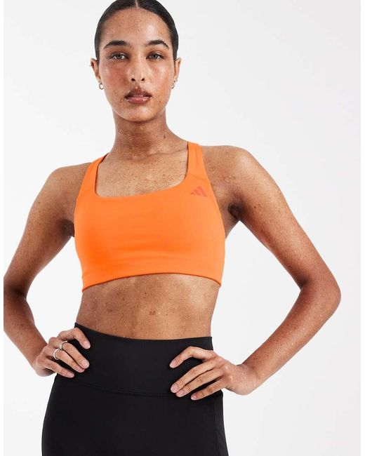 Adidas Originals Orange Optime Workout Medium Support Bra