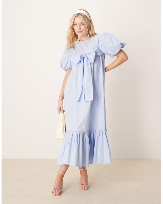 Sister Jane Blue Oversized Bow Midi Dress