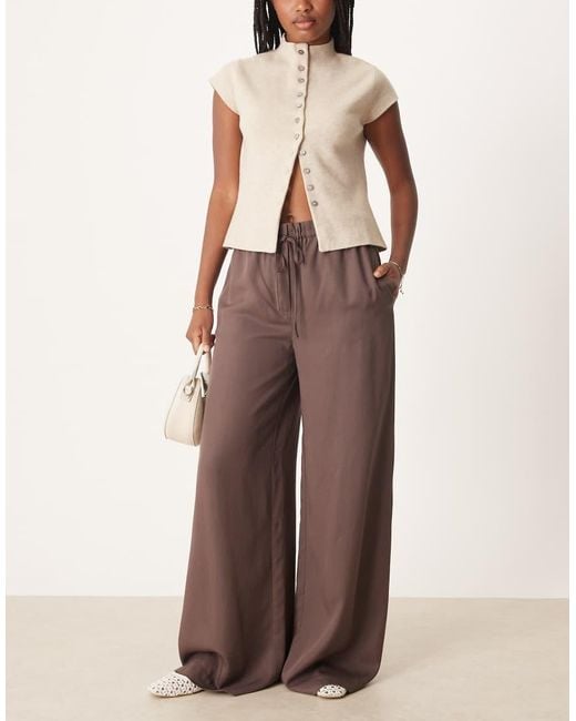 Mango Brown Tie Waist Relaxed Trouser