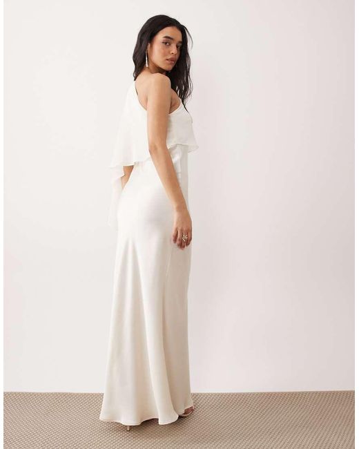 Gina Tricot Natural Sheer One Shoulder Maxi Dress With Side Slit