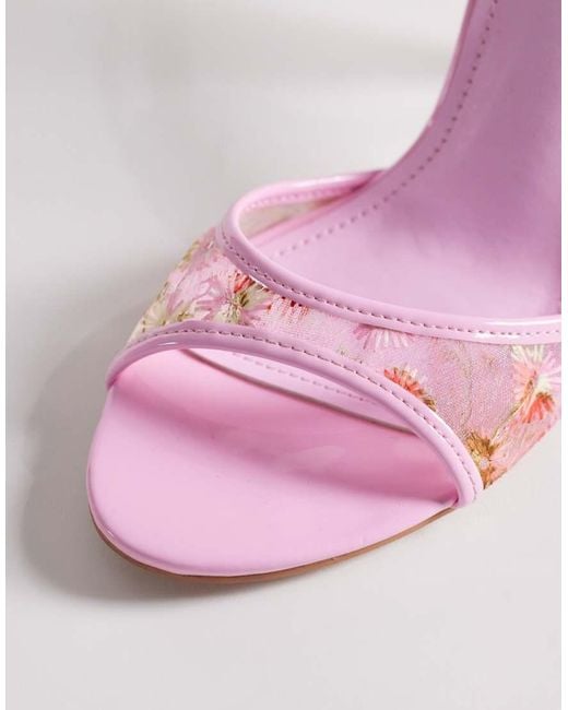 SIMMI Pink Simmi London Juby Heeled Sandals With Flower Embroidery