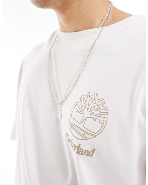 Timberland White Camo Tree Back Print Logo Oversized T-shirt for men