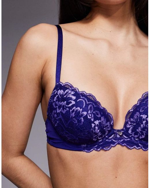 Ann Summers Blue Sexy Lace Padded Plunge Bra