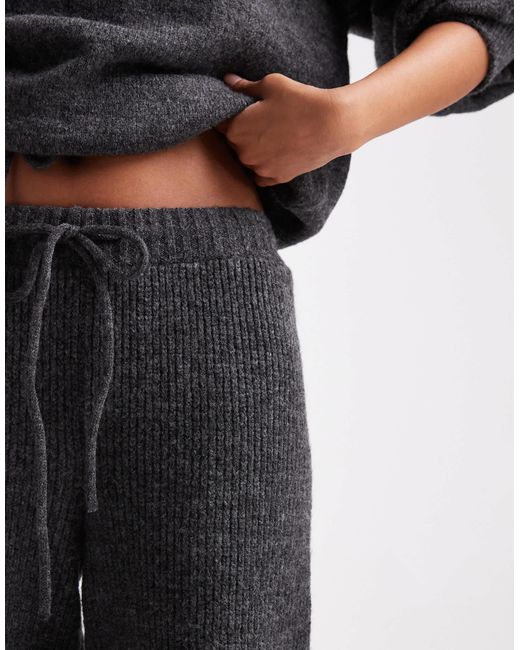 ASOS Black Ribbed Wide Leg Knitted Pants
