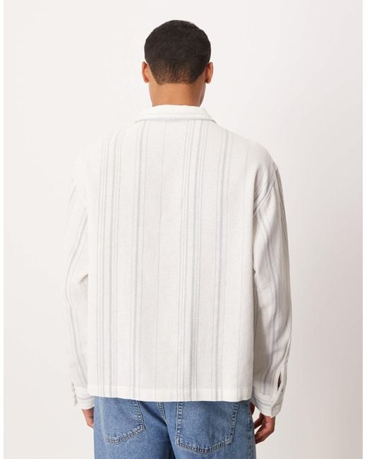 ASOS White Oversized Basket Weave Shirt for men