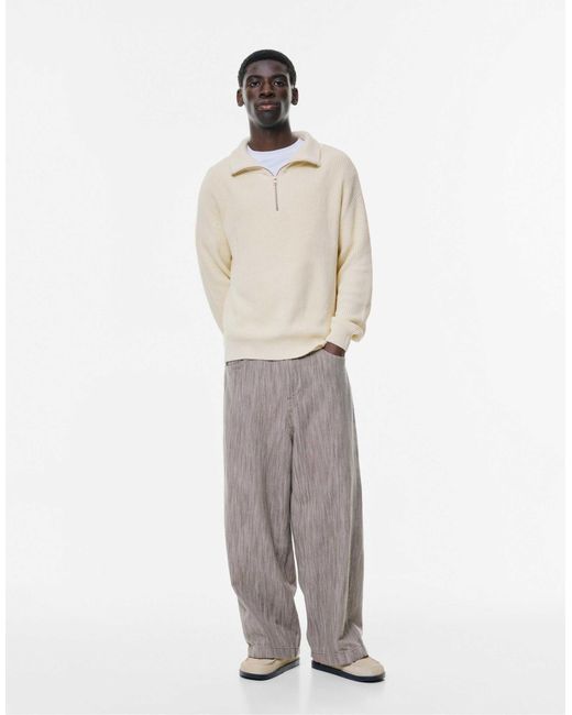 Pull&Bear – strickpullover in Natural für Herren
