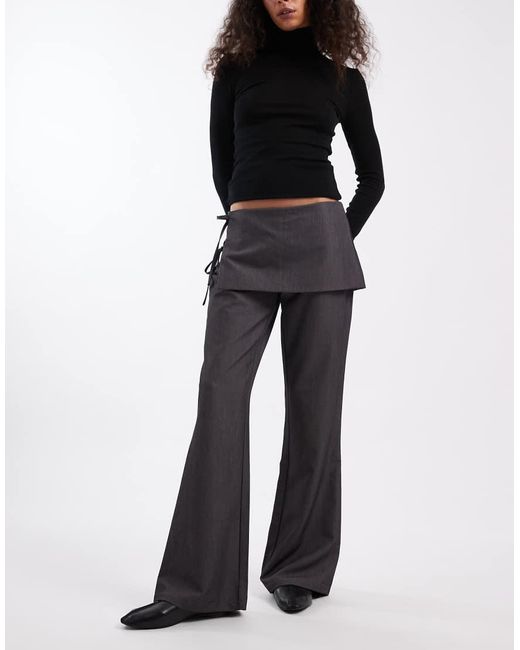 Daisy Street Black Wide Leg Pants With Skirt Overlay