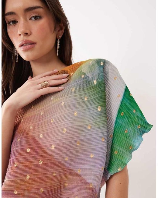 Never Fully Dressed Multicolor Tilly Off Shoulder Plisse Maxi Dress