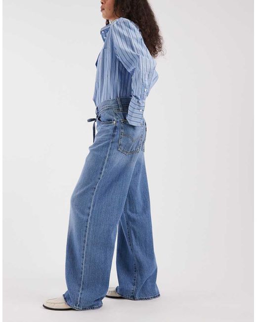 Levi's Blue Xl Straight Loose Tie Waist Jeans