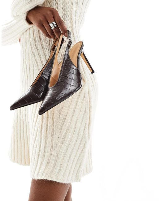SEQWL White Petunia High Vamp Slingback Court Shoes