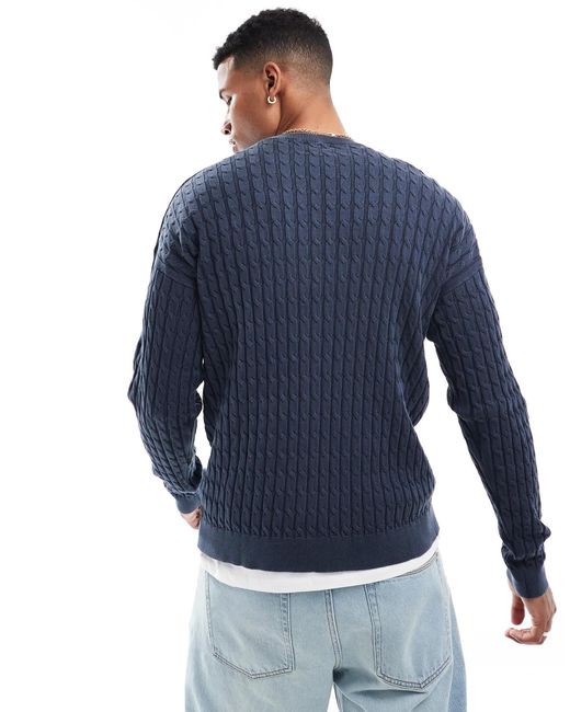 Pull décontracté en maille torsadée ASOS pour homme en coloris Blue