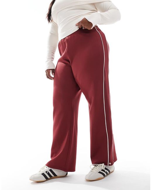 ONLY Red Straight Leg Trouser With Contrast Piping
