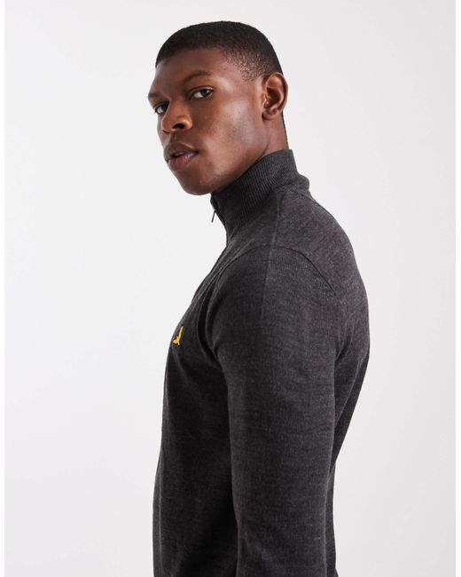 Brave Soul Black 1/4 Zip Knitted Jumper for men