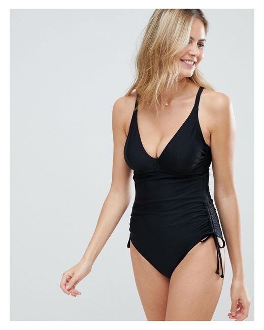 Figleaves Black Fuller Bust Tummy Control Swimsuit
