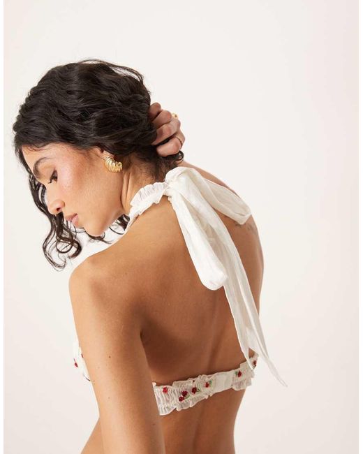For Love & Lemons Brown Beaded Cherry Bralette Co-ord