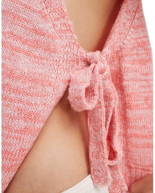 ASOS Pink Tie Side Fluffy Knitted Tank Top