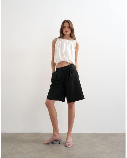 TOPSHOP Black Bubble Drape Top