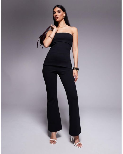 ASOS Black Ponte Fold Over Bandeau Top