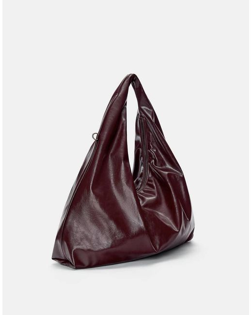 Pull&Bear Purple Crinkled Tote Bag