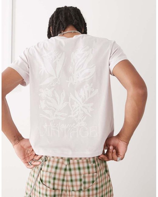 Reclaimed Vintage White Boxy Crop T-shirt With Back Graphic for men