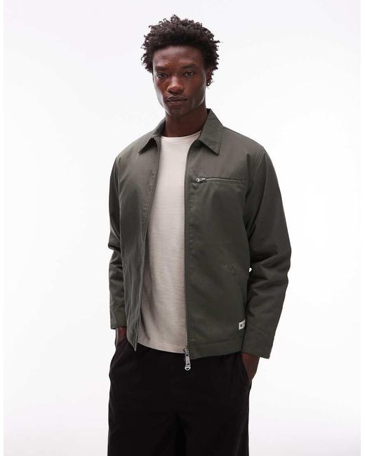 CAT WWR Black Twill Two Way Zip Jacket With Quilted Lining for men