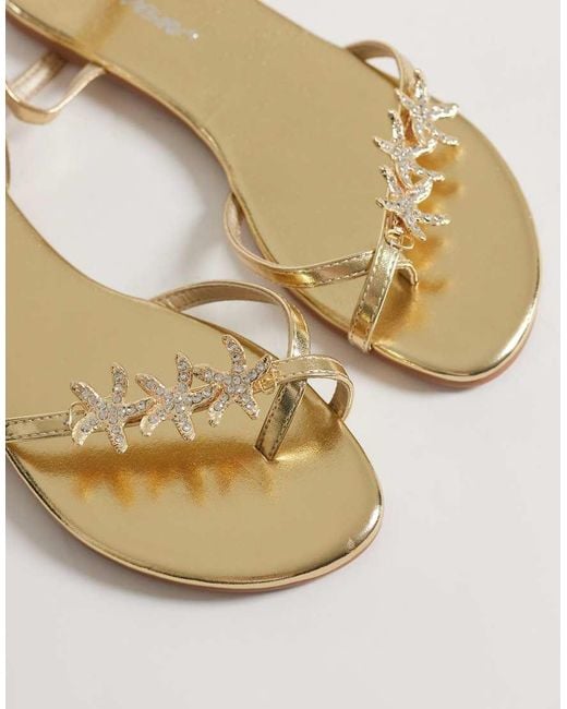 Public Desire White Elina Strappy Flat Sandals With Sea Shells