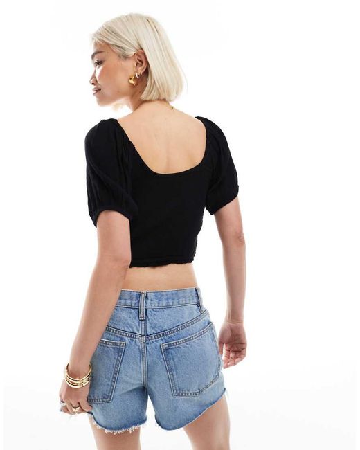 Superdry Black Smocked Woven Top