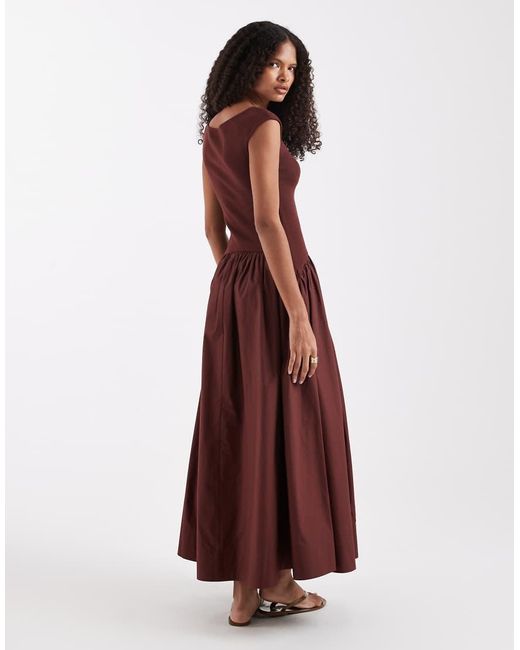 ASOS Red Sleeveless Scoop Neck Hybrid Maxi Dress