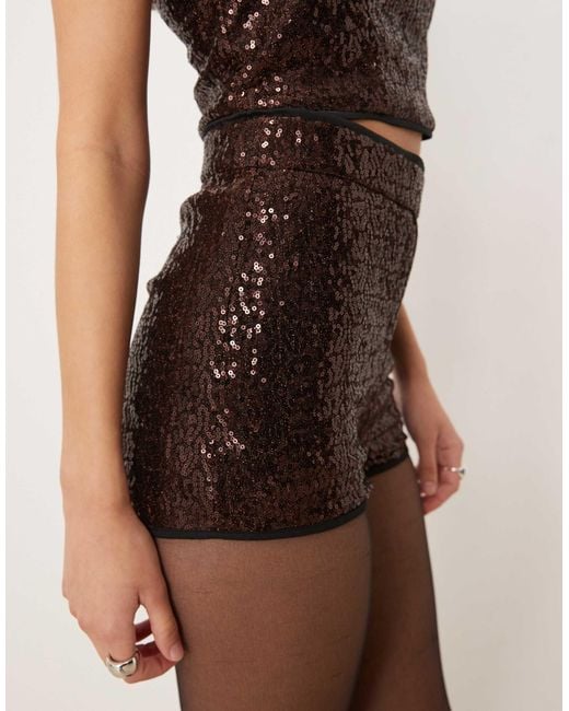 ASOS Natural Tailored Sequined Micro Shorts