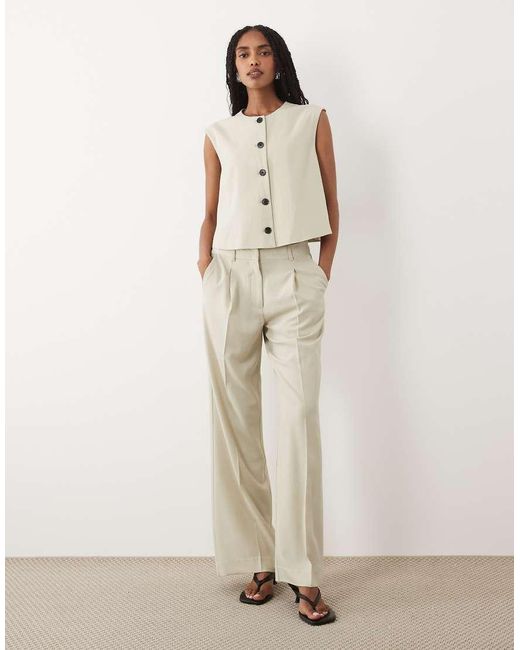 Aware Natural Cropped Tailored Waistcoat Co-ord