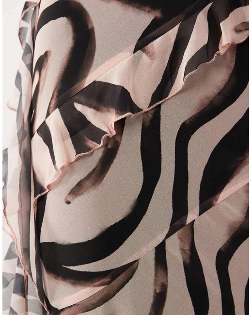 DASKA White Chiffon Ruffle Long Sleeve Maxi Dress