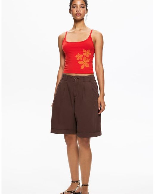 Pull&Bear Elegante Bermudashorts in het Brown