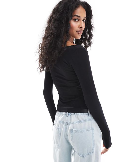 Stradivarius Black – str – langärmliges oberteil