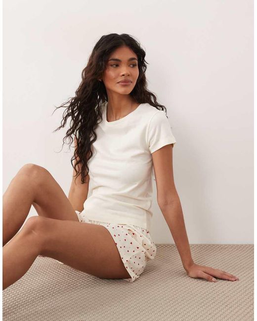 ASOS Natural Baby Tee & Shorts Pajama Set