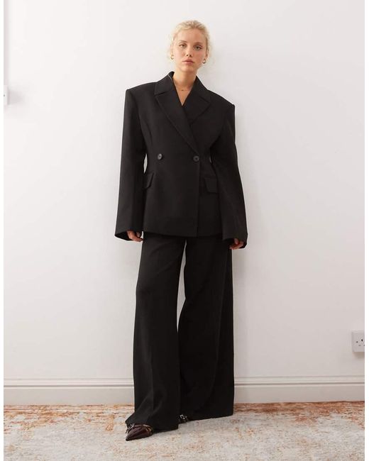 Weekday Black Premium Co-Ord Flared Tailored Trousers With Front Pleats