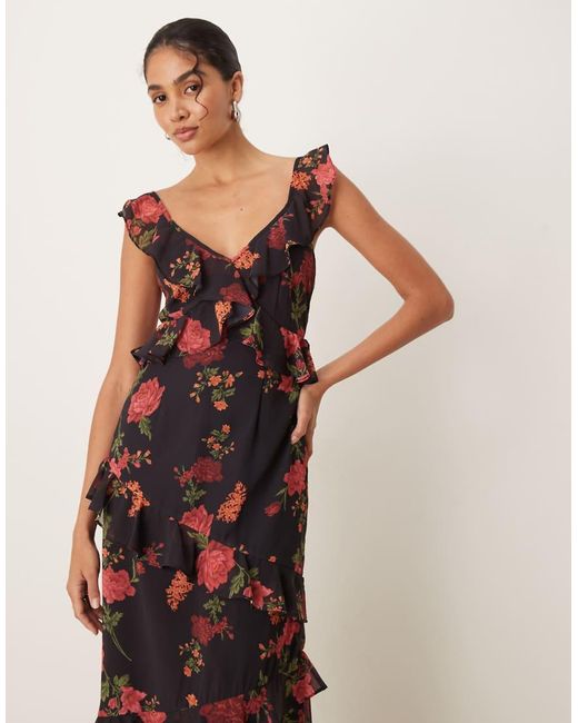 ANAYA Natural Floral Strappy Maxi Dress
