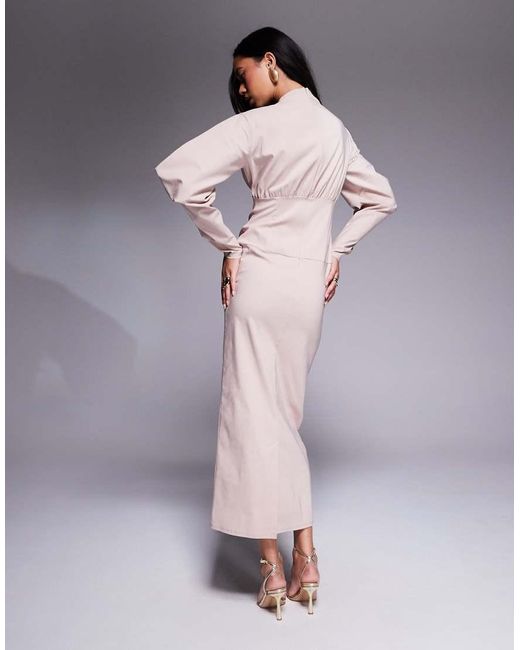 DASKA Blue Structured Balloon Sleeve Maxi Dress