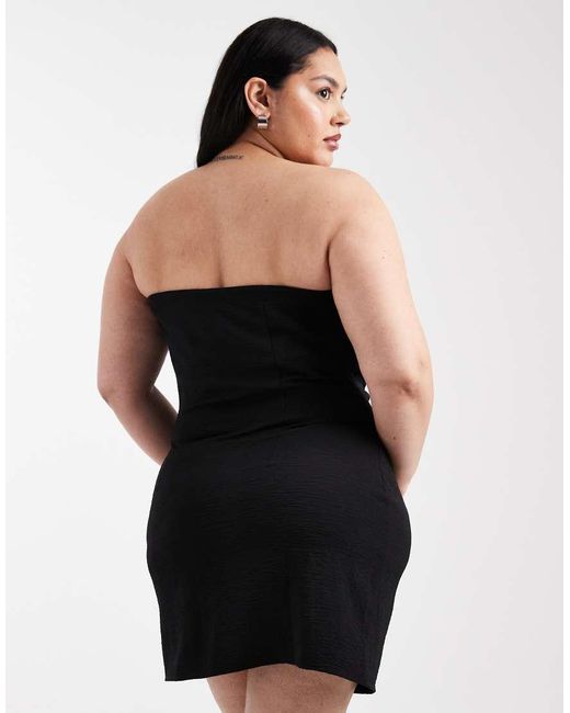 ONLY Black Ruched Detail Bandeau Mini Dress