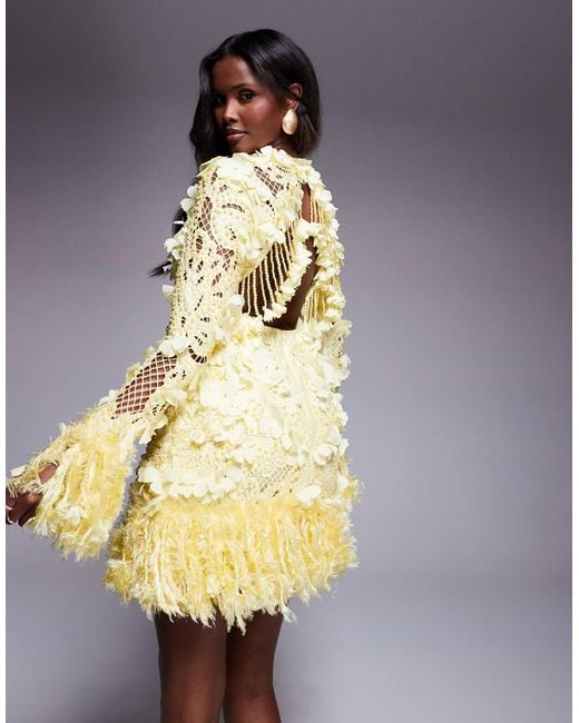 ASOS Yellow – minikleid mit lochmuster