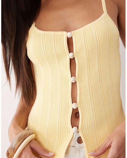 SNDY'S Natural Rib Knit Beaded Front Cami Top