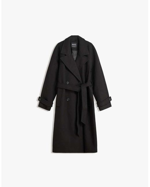 Bershka Blue Soft Trench Coat With Belt