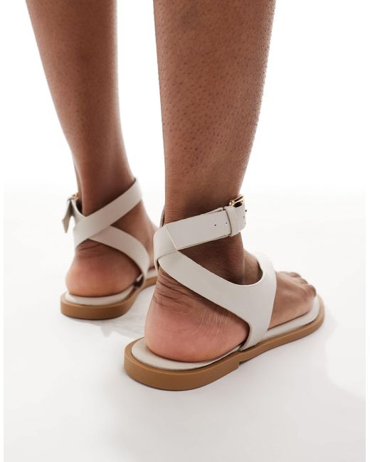 Asos Design Wide Fit Natural Florrie Toe Loop Strappy Sandal