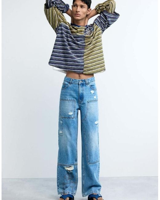Desigual Blue Jeans Trousers Seams for men