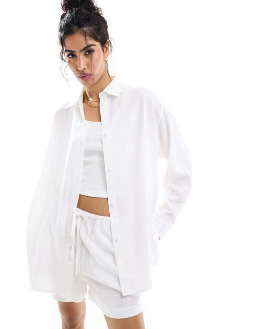ASOS White Relaxed Shirt With Linen